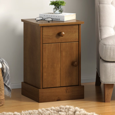 Mercers Furniture Farmhouse Dark 1 Door 1 Drawer Pot Cupboard Bedside Cabinet Table Solid Wood Pine Wooden Bedroom from B&Q