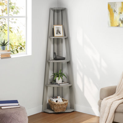 Mercers Furniture Corona Grey Wax Corner Ladder Bookcase Solid Wood Mexican Pine Wooden Shelving from B&Q