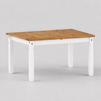 B&Q -  Corona White Small Extending Dining Table Solid Wood Mexican Pine Wooden Kitchen