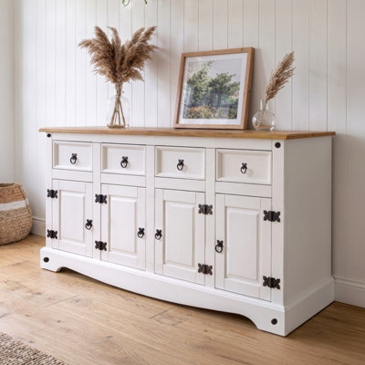 Mercers Furniture Corona White 4 Door Sideboard - White - Image 4