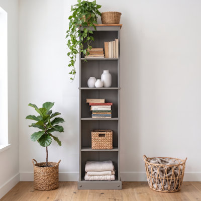 Mercers Furniture Corona Grey Tall Narrow Bookcase - Grey - Image 4