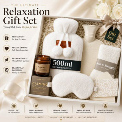  - Easter Gift Set With 500Ml Hot Water BottleFluffy SocksLavender Candle & Eye Mask