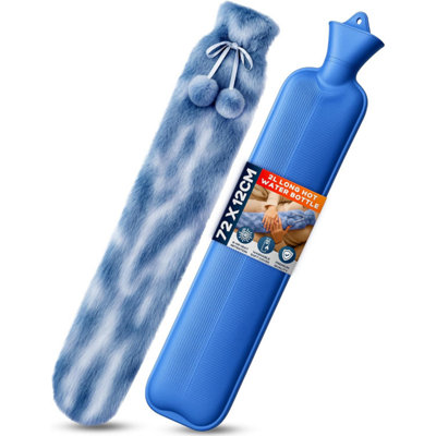 volila 2L Long Hot Water Bottle With Cover Heat Pad With Soft Blue Plush For Period Pain Relief Leak Resistant Bpa Free from B&Q