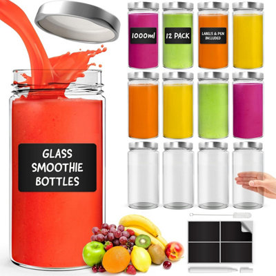 volila Glass Mason Jars With Lids 1000Ml12 Pack Airtight Leakproof Bottles For SmoothiesJuicesSaucesFood Storage & Drinks from B&Q
