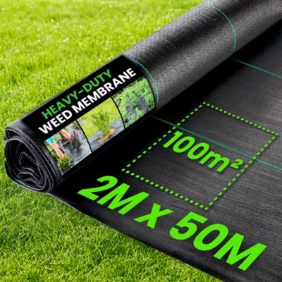 Green Thumbz 2M X 50M Weed Control Membrane Barrier FabricHeavy Duty Weed MembraneGarden MembraneWeed Control Fabric from B&Q