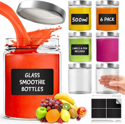 volila 6-Pack 500Ml Glass Mason Jars With Airtight Leakproof LidsStorage For SaucesSmoothiesJuicesBeveragesPreservesSnacks from B&Q