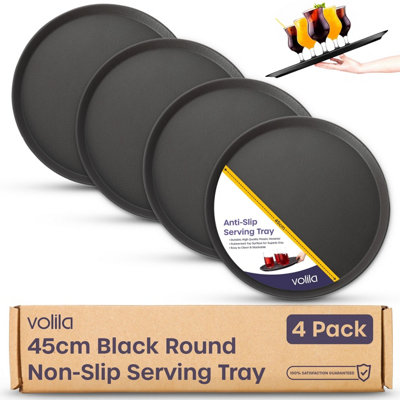 volila 45Cm Round Non-Slip Tray Set4 Pack Rubberized Serving Trays For Food & DrinksDishwasher Safe For PartiesBarsRestaurants from B&Q