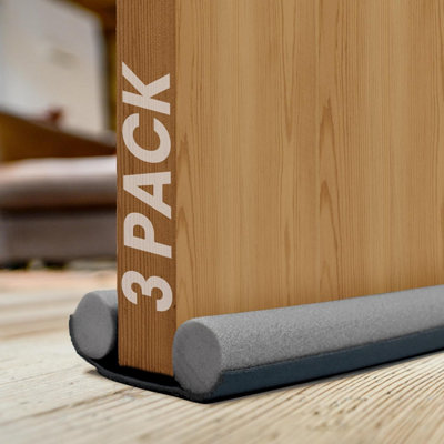 volila Grey Pack Of 3 Double Sided Door Draft ExcluderDraught Excluder Guard For Windows & DoorsKeep Cold Air Out from B&Q