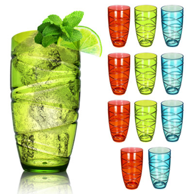volila 12Pc Reusable Plastic GlasswareMulticolouredShatterproofLightweight Tumblers For Daily UsePartiesAnd Picnics from B&Q