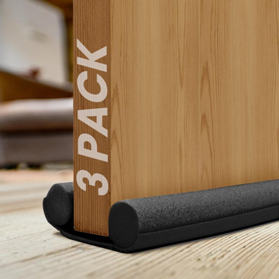 volila Black Pack Of 3 Double Sided Door Draft ExcluderDraught Excluder Guard For Windows & DoorsKeep Cold Air Out from B&Q