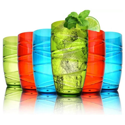 volila 6Pc Reusable Plastic GlasswareMulitcolouredShatterproofLightweight Tumblers For Daily UsePartiesAnd Picnics from B&Q