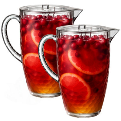 volila 2X 2L Juice Jug With LidWater Juice Cocktails Carafe Pitcher DecanterBbqsGarden Parties Jug Set from B&Q