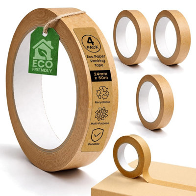 volila 4-Pack Brown Kraft Tape Rolls Heavy Duty Paper Packaging Tape For MovingFramingCrafting & Eco-Friendly Solutions from B&Q