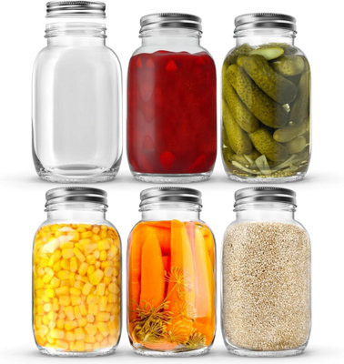 volila 1L Mason JarsGlass Jars With Leakproof Lids For Overnight Oats ContainerYogurtSalad from B&Q