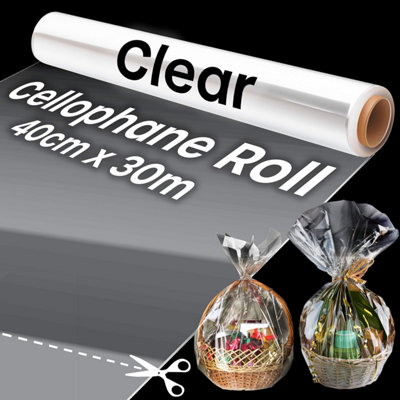 volila 30M Clear Cellophane Wrap Roll 40Cm WideGift Wrap For HampersBasketsFloristry & PresentsThick & Durable from B&Q
