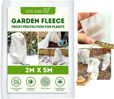 B&Q -  2X5M Garden Fleece Netting- Heavy Duty Frost Protection Winter Plant Protection