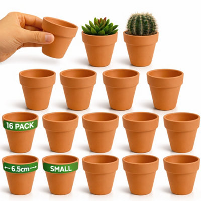 B&Q -  Pack Of 16 Terracotta 6.5Cm Plant Pots Planter Pot For FlowersHerbsSucculentsIndoor & Outdoor Plants