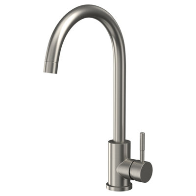 B&Q -  Kitchen Sink Tap Stainless Steel Single Hole Deck Mounted Brushed Steel Lever