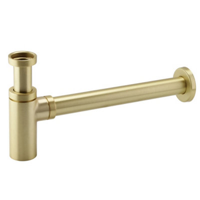 Scudo Minimalist Bottle Trap Brushed Brass from B&Q