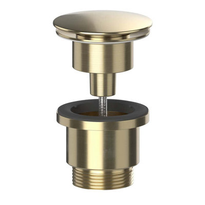 Scudo Brushed Brass Universal Basin Waste Suitable For Basins With Or Without Overflow Solid Metal Leak Free from B&Q