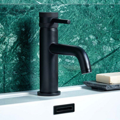 B&Q -  Apres Matt Black Basin Mixer Tap