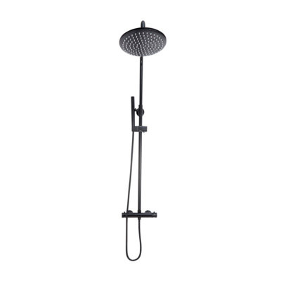 Scudo Apres Twin Head Rigid Riser Shower Kit Thermostatic Black