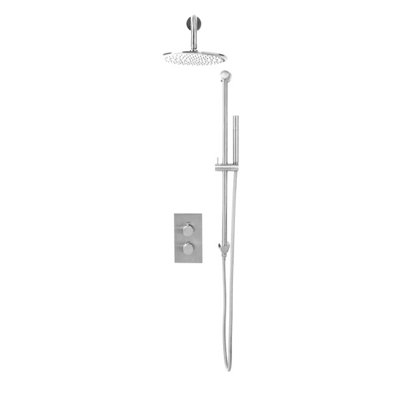 Scudo Apres Chrome Round HandleFixed Head & Handset With Slide Rail Kit from B&Q