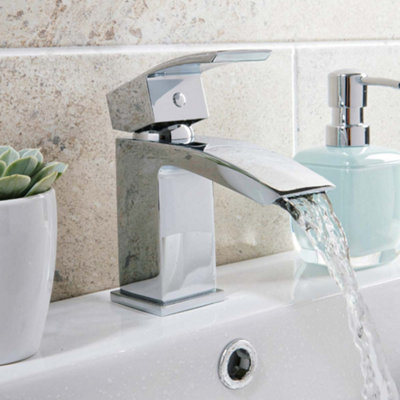 Scudo Descent Mono Basin Mixer Tap With Push Waste T58 from B&Q