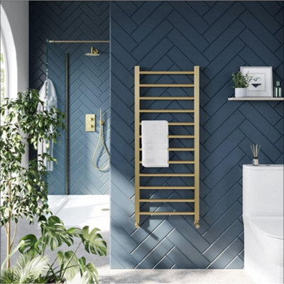 Scudo Brushed Brass 1600 X 500 Heated Towel Warmer Rail Radiator from B&Q