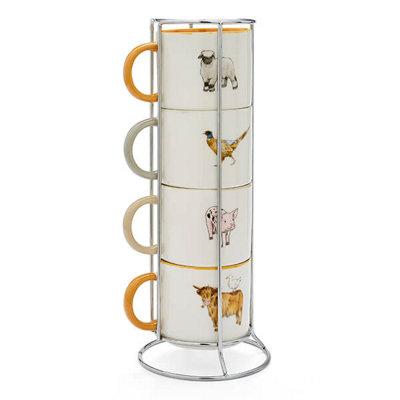 Cooksmart Buttercup Farm Set Of 4 Stacking Mugs In Holder from B&Q