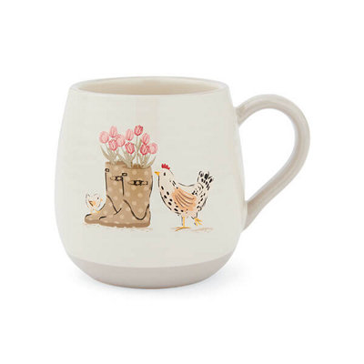 Cooksmart Hen House Lane Wellies & Hens Belly Mug from B&Q