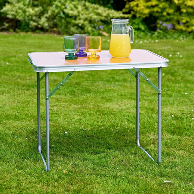 Tanness Sa Products Folding Camping Table Portable Aluminium Garden Picnic Table - Brown - Image 3