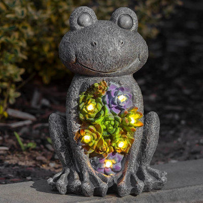 Sa Products Solar Frog Garden Ornaments Outdoor With Warm White Led Light