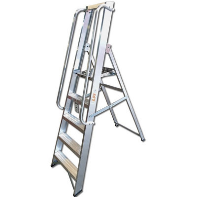 LFI Professional Platform Step Ladders With Handrails 5 Treads from B&Q