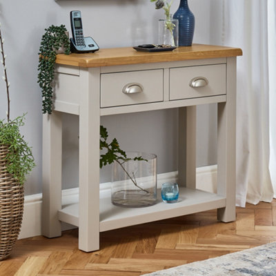 The Furniture Market Cotswold Grey Painted 2 Drawer Hall Console Table from B&Q