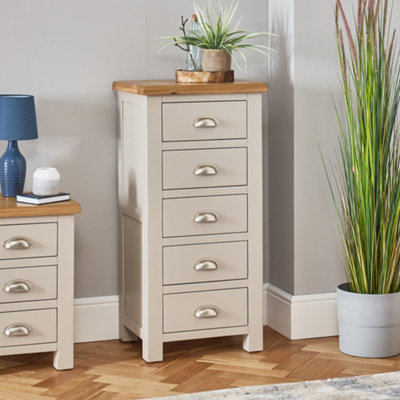 The Furniture Market Cotswold Grey Painted 5 Drawer Tallboy Chest from B&Q
