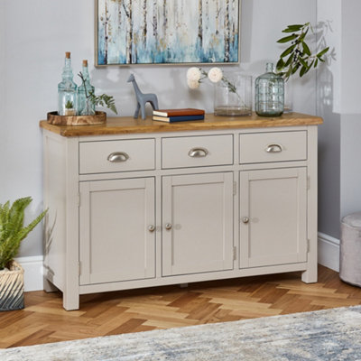 The Furniture Market Cotswold Grey Painted Large 3 Door Sideboard from B&Q