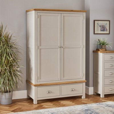 The Furniture Market Cotswold Grey Painted Double 2 Door Wardrobe With 2 Drawers from B&Q