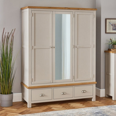 The Furniture Market Cotswold Grey Painted Triple 3 Door Wardrobe With Mirror from B&Q