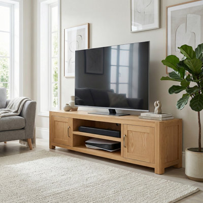 The Furniture Market Soho Oak Extra Large Widescreen Tv Unit Up To 80 Tv Size from B&Q
