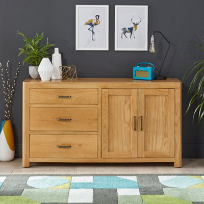 The Furniture Market Soho Oak Large Sideboard With 3 Drawers And 2 Doors from B&Q