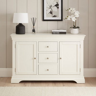 The Furniture Market Wilmslow White Painted Large 3 Drawer 2 Door Sideboard from B&Q