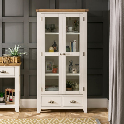 The Furniture Market Cheshire Cream Painted Glazed 2 Door 2 Drawer Tall Display Cabinet from B&Q