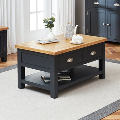The Furniture Market Cotswold Charcoal Grey Painted 2 Drawer Coffee Table from B&Q