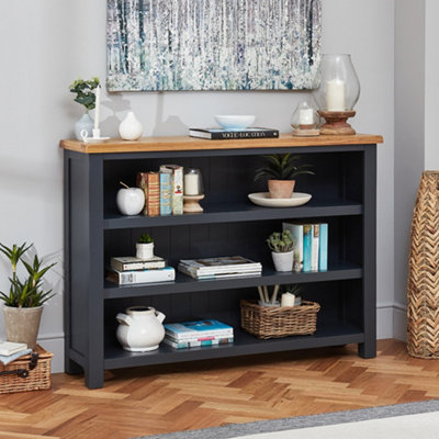 The Furniture Market Cotswold Charcoal Grey Painted Wide Low Bookcase from B&Q