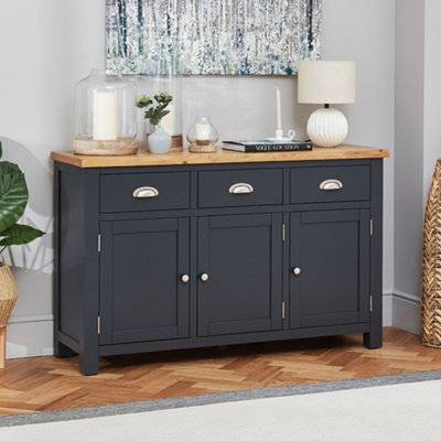 The Furniture Market Cotswold Charcoal Grey Painted Large 3 Door Sideboard from B&Q
