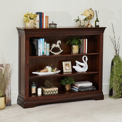 The Furniture Market French Hardwood Mahogany Stained Wide Low Bookcase from B&Q
