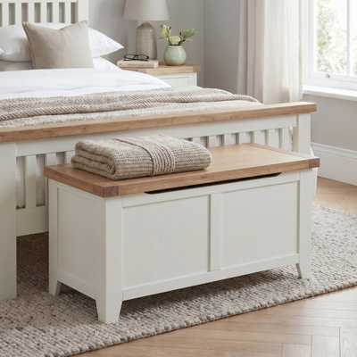 The Furniture Market Cheshire White Painted Blanket Bedding Storage Box from B&Q
