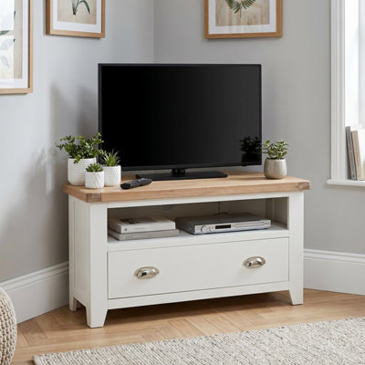 The Furniture Market Cheshire White Painted Corner Tv Unit Up To 50 Tv Size from B&Q