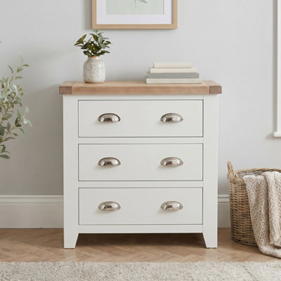 The Furniture Market Cheshire White 3 Drawer Compact Chest Of Drawers from B&Q